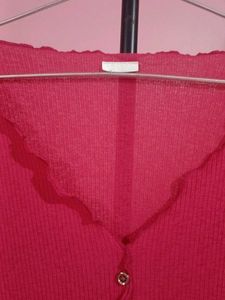 Cute Pink Button-Up Cropped Top