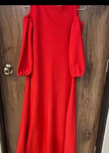 Red Cold Shoulder Maxi Dress