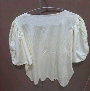 Van Heusen Cream Floral Print Puff Sleeve Top