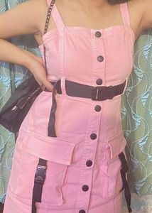 Pink Button Detail Jumpsuit