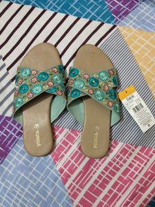 Floral Embroidered Slides