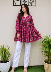 Maroon Floral Print Kurti