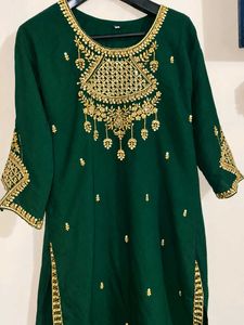 Emerald Green Kurta Set with duppata