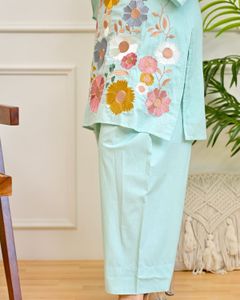 Light Blue Floral Kurta Set