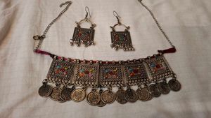 Boho Coin Necklace & Earring Set
