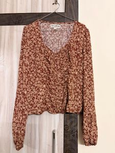 Chic Floral Print Long Sleeve Top