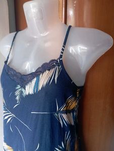 Navy Blue Feather Print Nightdress