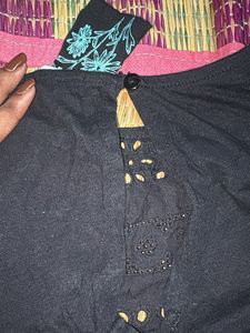 black Blue Eyelet Dress