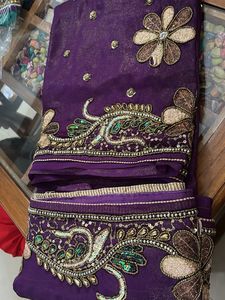 Exquisite Purple Embellished Saree