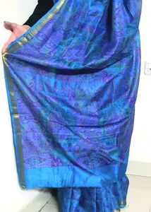 Elegant Blue Printed Saree