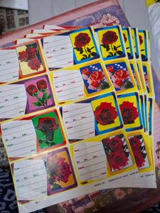 Rose Themed Name Stickers for School