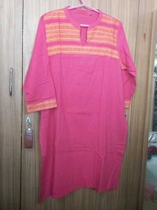 Vibrant Pink Kurta with Orange Accents