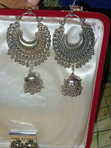 Silver Crescent Boho Earrings