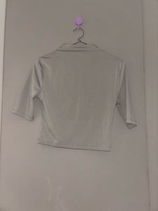 Grey Mock Neck Cropped Top