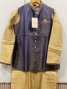 Straight Kurta With Chutidar,Printed Nehru Jacket
