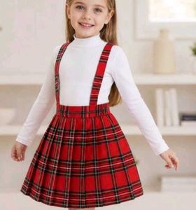 Red Plaid Skater with Suspenders Skirt