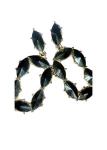 Sparkling Greenish Black Crystal Dangle Earrings