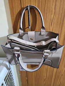 Stylish Taupe Faux Croc Trim Tote Bag(U.K)