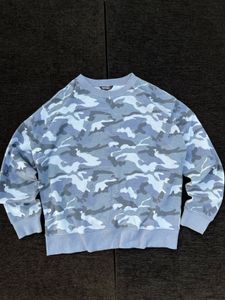 Stylish Blue Camo Crewneck Sweatshirt