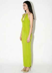 Lime Green Halter Neck Maxi Dress
