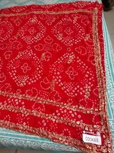 red chunari wid green blouse