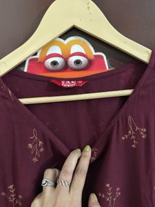 Maroon And Golden kurti