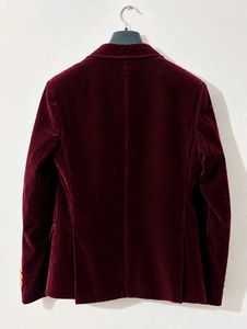 Men's Burgundy Velvet Blazer