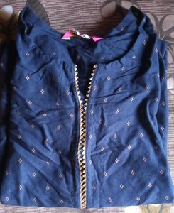 Elegant Blue Kurta with Golden Print
