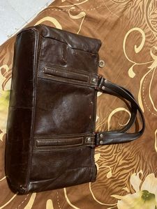 Vintage Dark Brown Textured Leather Messenger Bag