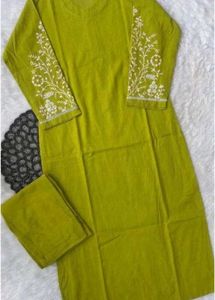 Lime Green Embroidered Kurta Set