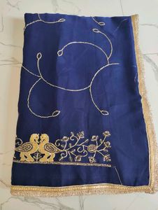 Elegant Navy Blue Embroidered saree