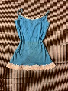 Blue Camisole with White Lace Trim