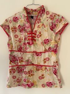 Chic Floral Print Cheongsam Top