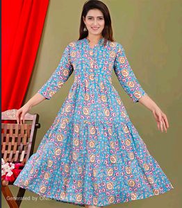 Teal Floral Print Kurta