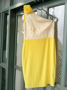 One-Shoulder Lace &amp; Yellow Dress