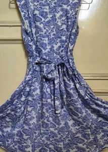 Boho Blue &amp; White Print Wrap Top