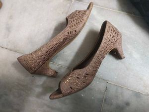 Glittery Open Toe Heels