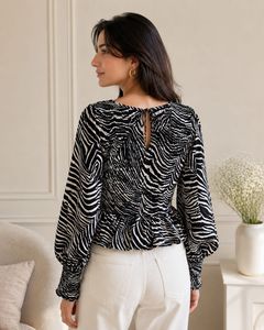 Chic Zebra Print Peplum Top