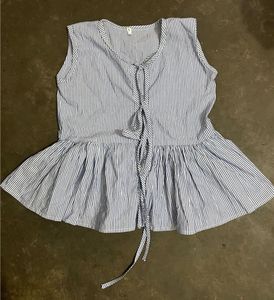Blue Striped Peplum Top