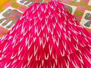 Boho Pink Ikat Tiered Zudio Skirt