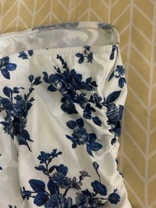 White Floral Strapless Top