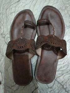 Brown Leather Ethnic Flats