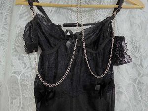 Kellberry Black Lace Babydoll with Chain Detail