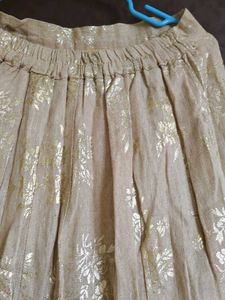 Elegant Beige &amp; Gold Ethnic Skirt
