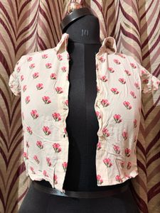 Floral Print Cropped Shirt