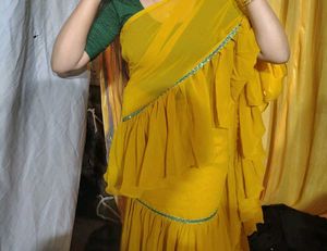 Elegant Yellow Saree with Green Border