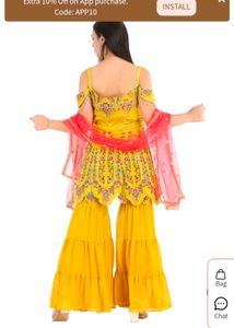 Yellow Embroidered Kurta Set for wedding function