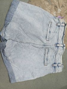 Light Wash Denim High-Waisted Shorts
