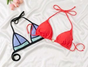 Two Bikini Tops - Colorblock & Coral