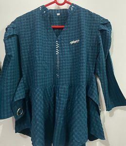 Stylish Teal Checkered Kurta